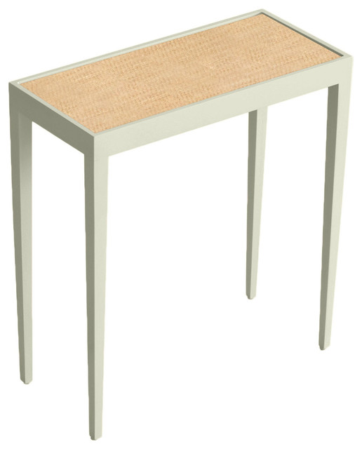 Tini Table III Cocktail Side Table - Creme with Natural Raffia