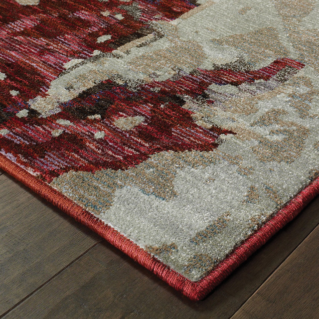 Elements Claret Impressions Red Beige Area Rug 5 3 X7