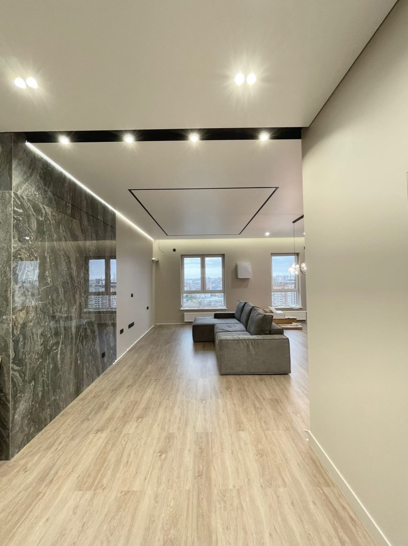 Теневые и парящие потолки в ЖК Кларус парк