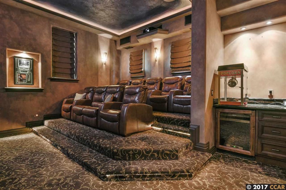 Inspiration for a traditional home theatre in San Francisco.