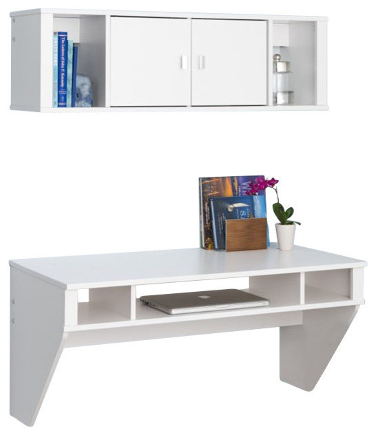 Prepac Designer Floating Desk With Hutch Desks And Hutches By Prepac Designer Floating Desk With Hutch In Fresh White Finish