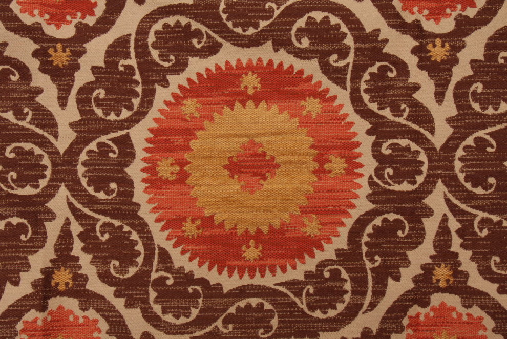 Richloom Denholm Suzani Tapestry Upholstery Fabric, Cinnamon
