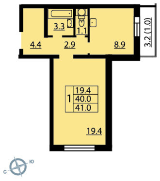 Маленькая прямая кухня со стиральной машиной