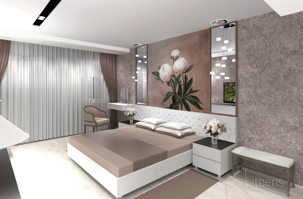 Современный светлый интерьер квартиры с элементами классики