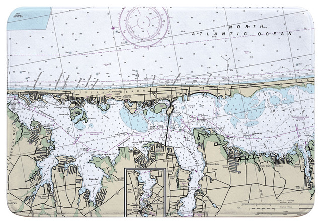Nj Island Beach Lavallette Toms River Nj Nautical Chart Memory Foam Bath Mat Contemporary Bath Mats By Island Girl Home Inc