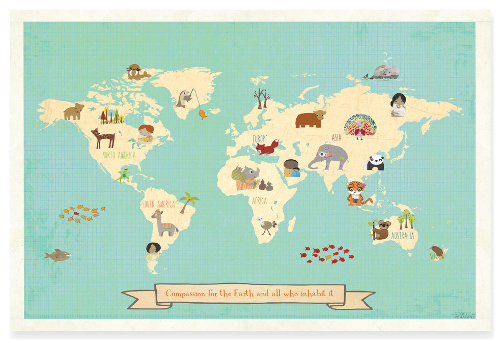 Global Compassion Map Paper Print, 24"x36"