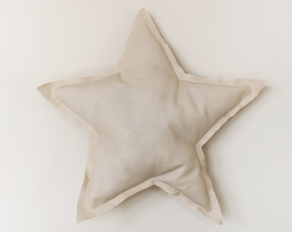 Star Shaped Pillow, Cream, Soft Cotton by Colette Bream