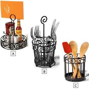 Black Scroll Kitchen Utensil Containers