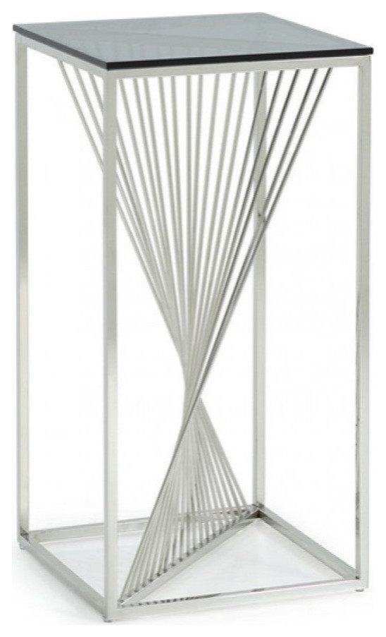 Liisu Modern 3Piece Glass and Stainless Steel End Table Set