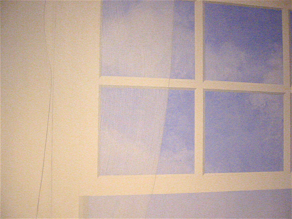 Bathroom window sea-view mural , ( Sheers detail ) .