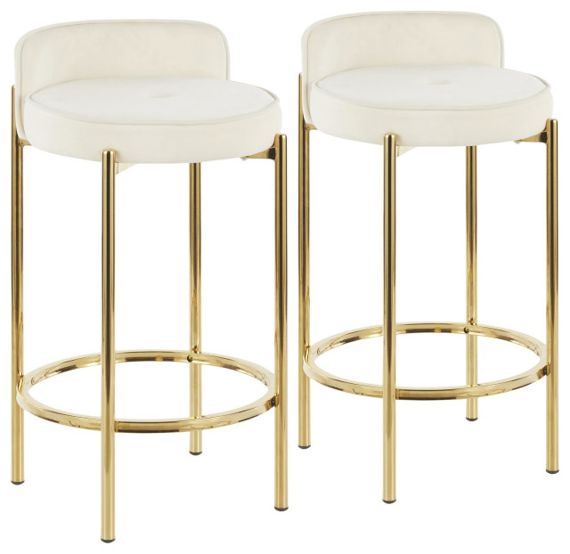 Chloe Counter Stool in Gold, Set of 2 - Contemporary - Bar Stools And