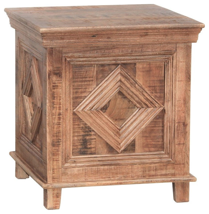 24" Rustic X Farmhouse square accent end side table Rustic Side