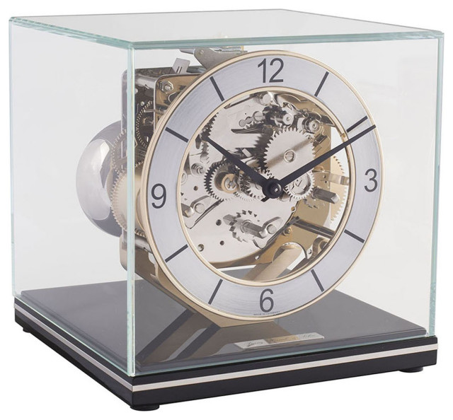 Clarke Black Key Wound Mantel Clock Traditional Desk And Mantel