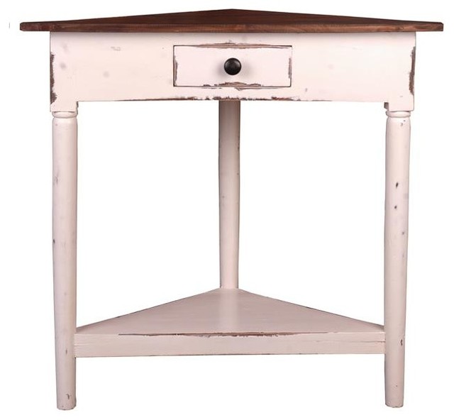 Sunset Trading Cottage Corner Table Whitewash With Raftwood Top