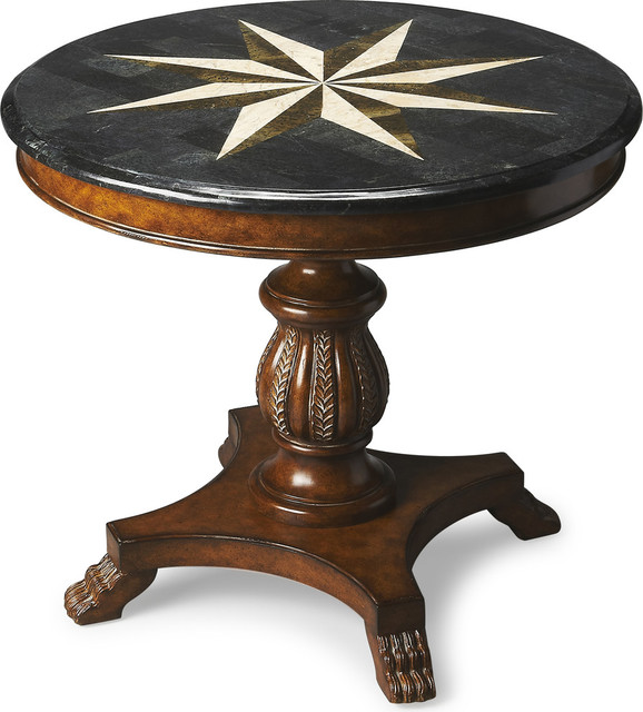 Fossil Stone Accent Hall Table Traditional Side Tables And End