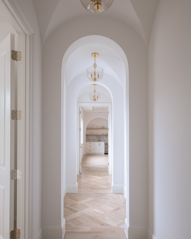 Hallway - transitional hallway idea in Dallas