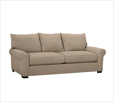 Rowan Upholstered Sofa, Polyester Wrap Cushions, Twill Walnut