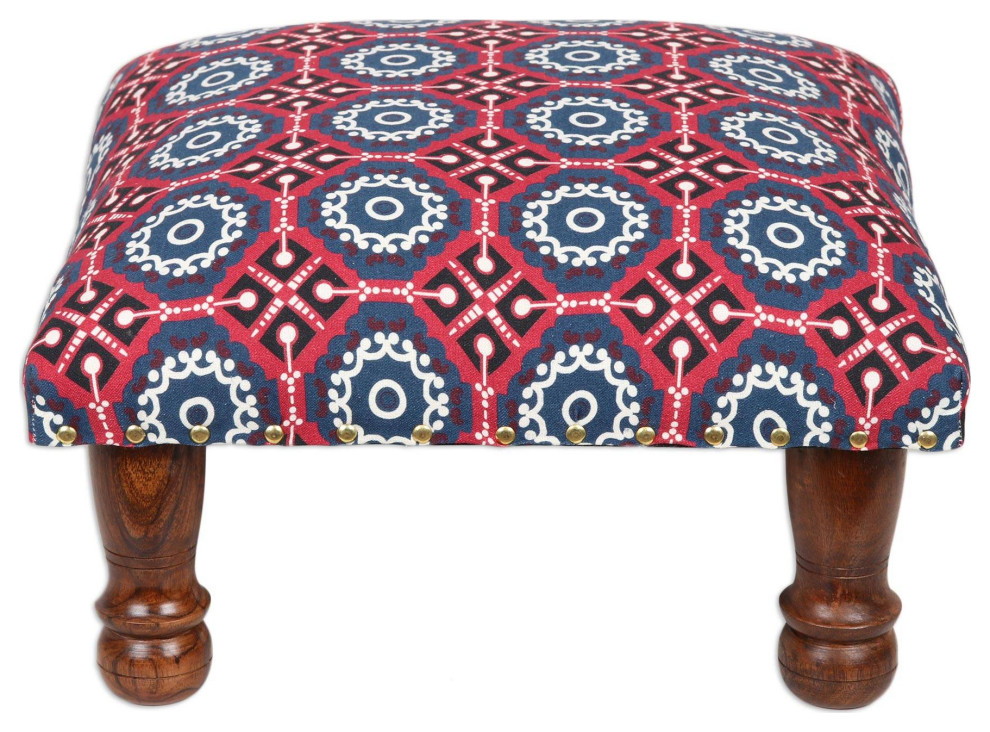 Novica Upholstered Ottoman Foot Stool Creative Beauty Traditional