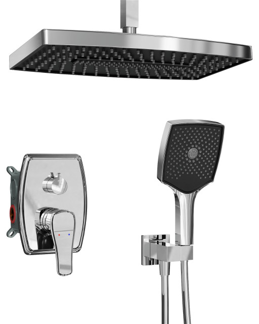 Ceilingmounted Rain Shower System with Value, Chrome Contemporary Showerheads And Body