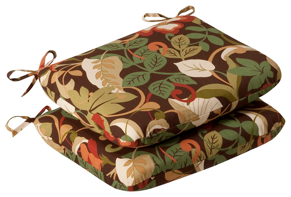 Coventry Brown Rounded Corners Seat Cushion, Set of 2 Tropical