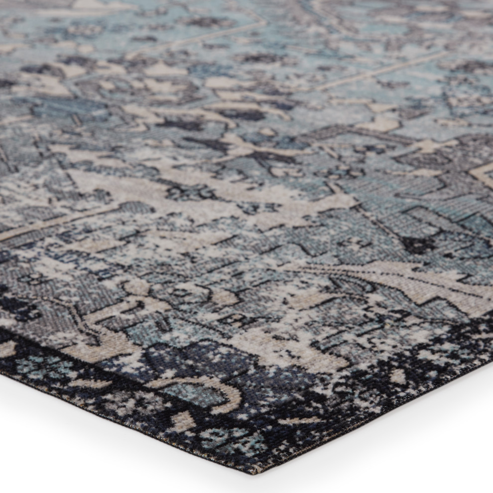 Polaris Ansilar Pol26 Vintage and Distressed Rug, Blue and Gray, 9'10"x14'0"