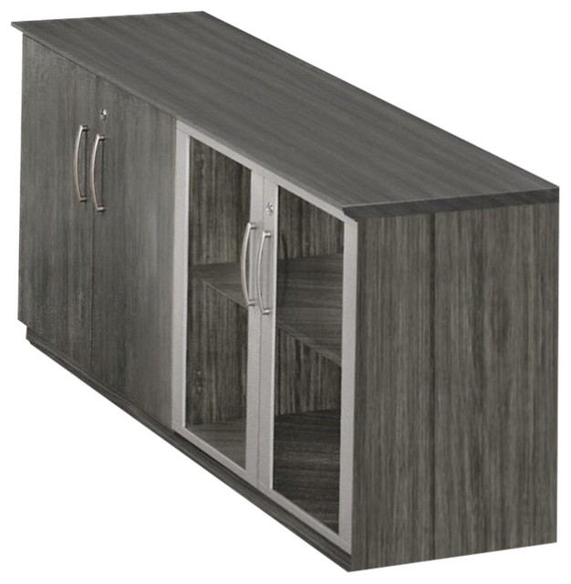 Mayline Medina Low Wall Cabinet With Doors In Gray Steel