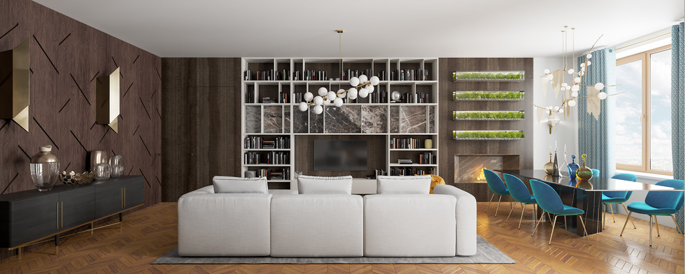 Визуализация интерьера кухни-гостиной