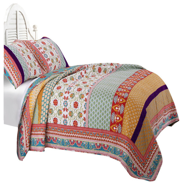 Greenland Thalia Quilt Set, 2Piece, Full/Queen Mediterranean