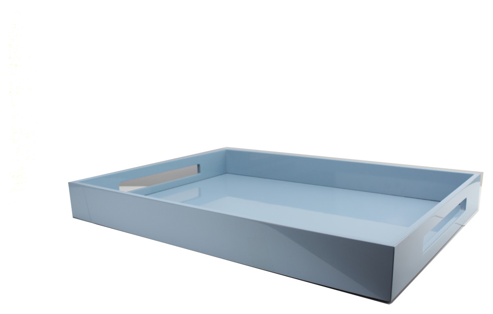 Addison Ross Lacquered Tray (Pale Denim) 22x16 Contemporary Serving