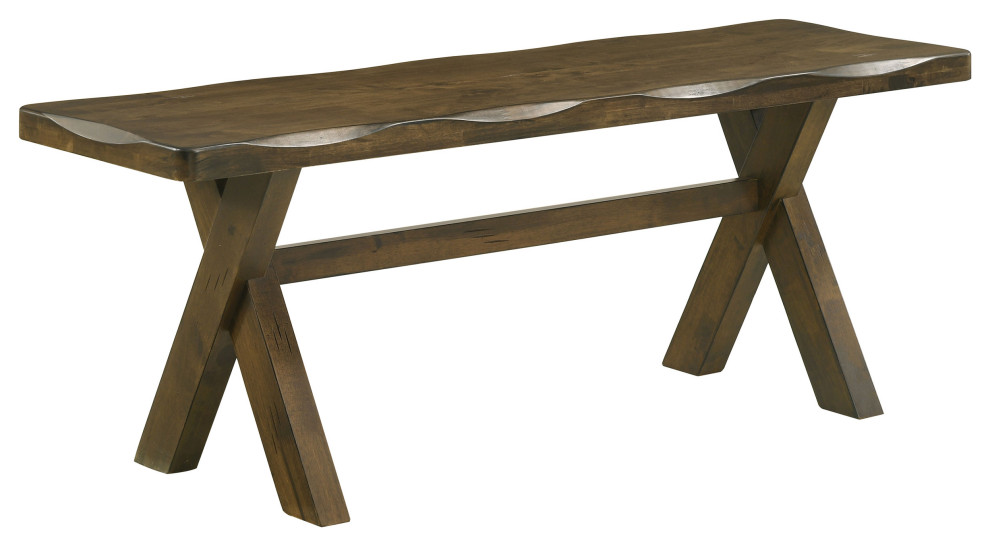 Alston Xshaped Dining Bench Knotty Nutmeg Transitional Dining
