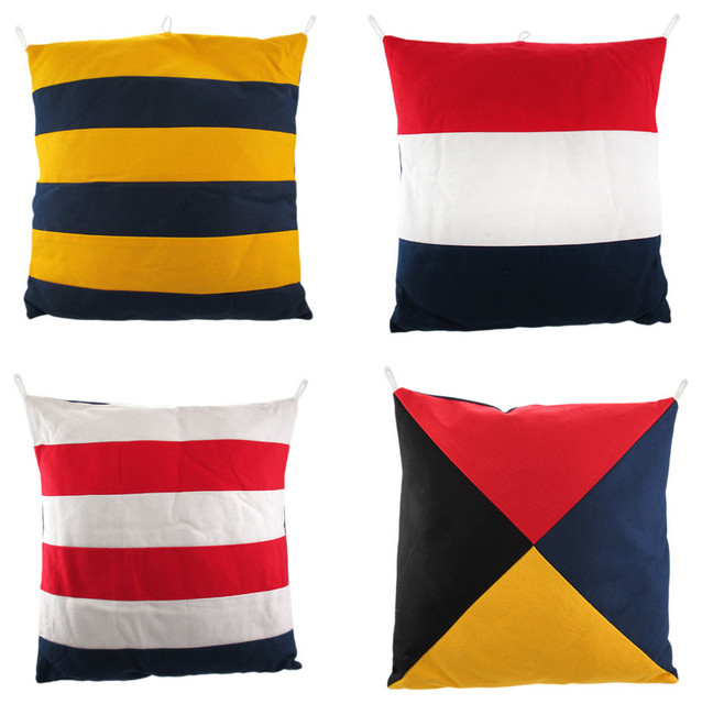 Nautical Flag Throw Pillows, Set of 4 Contemporary Decorative