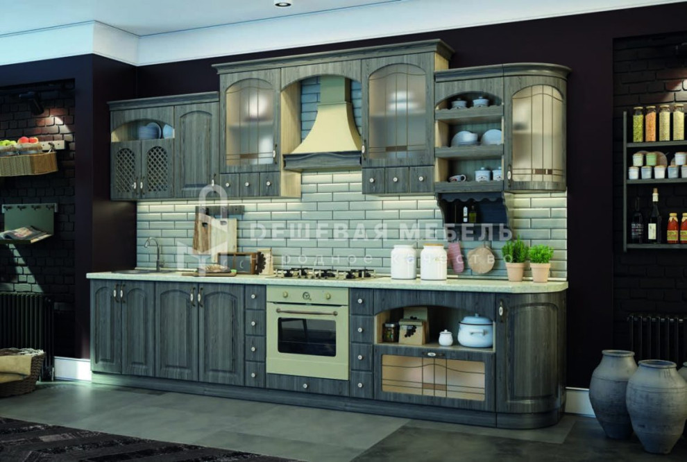 Прямая классическая кухня "Мария арт.1" цвета "серое дерево"