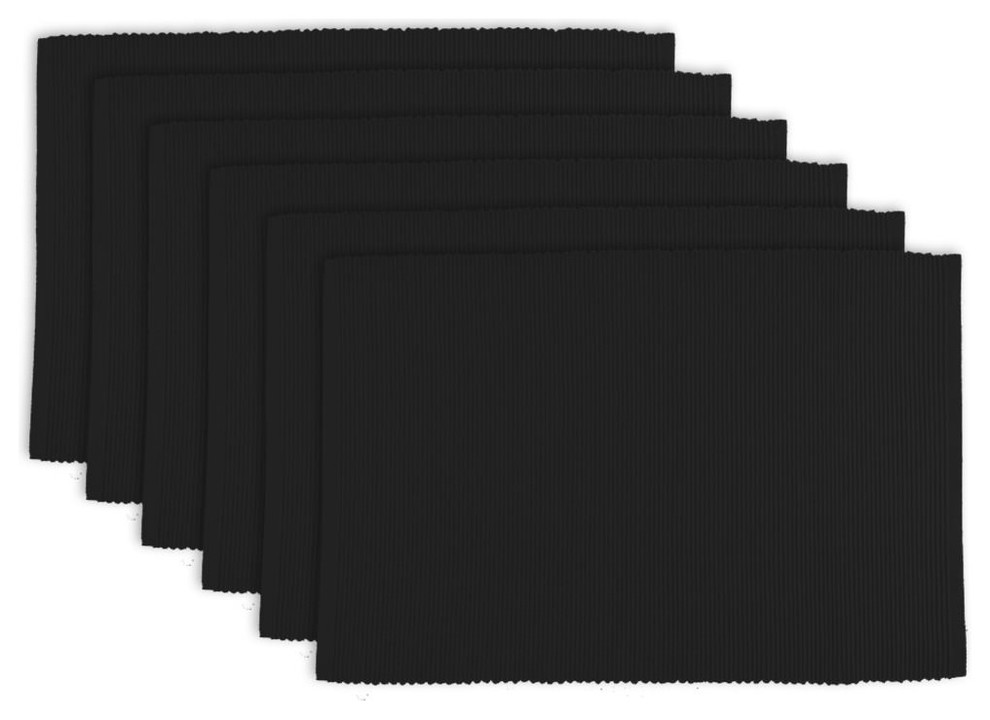DII Black Ribbed Placemat, Set of 6