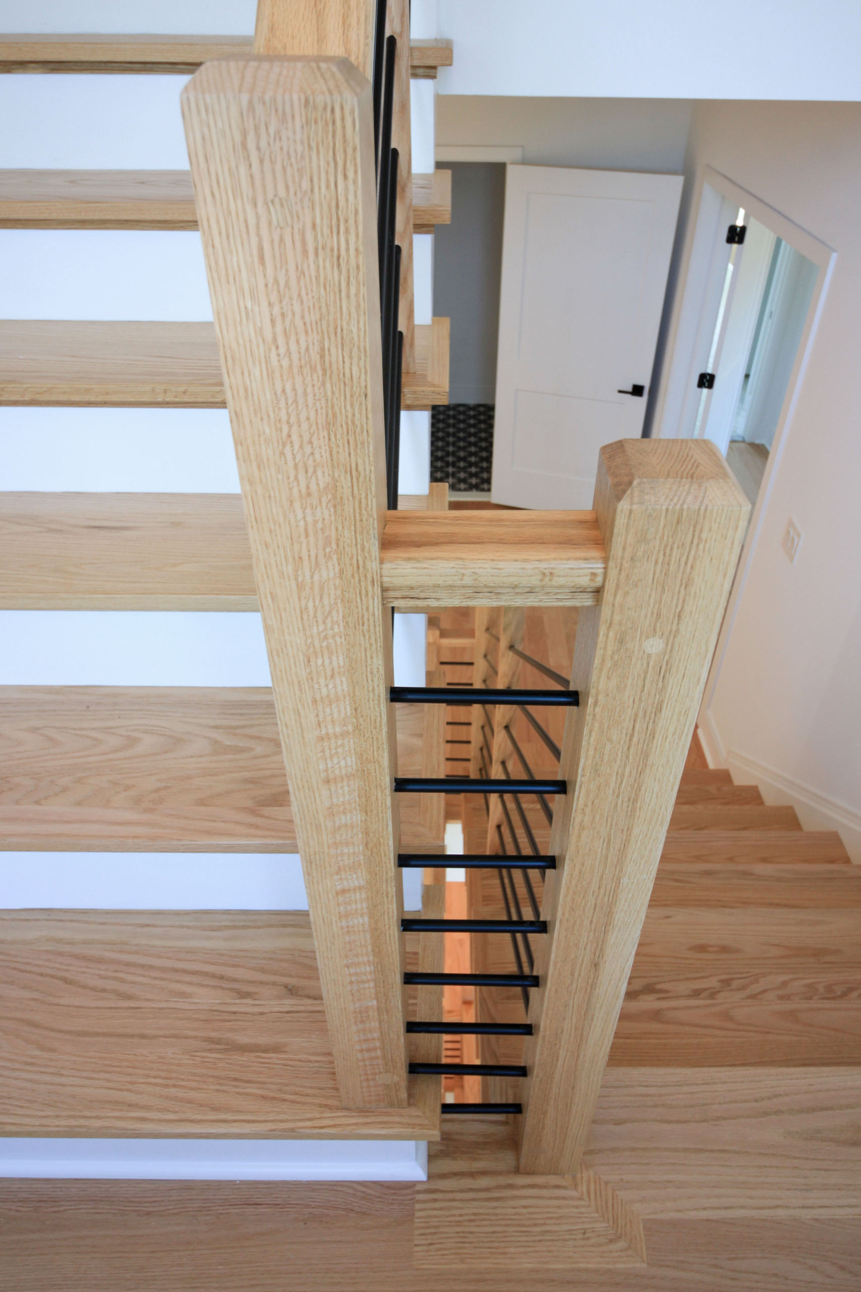 94_Neutral Color Floating Staircase with Metal Balusters, Bethesda MD 20817