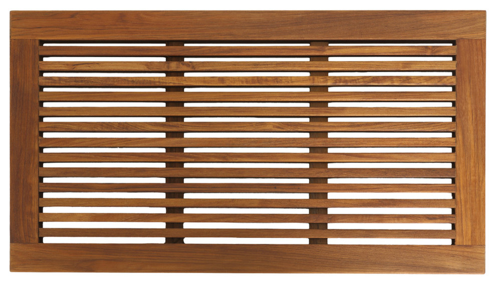 Large 31 Bare Decor Dasha Spa Bath or Door Mat in Solid Teak Wood Oiled Finish