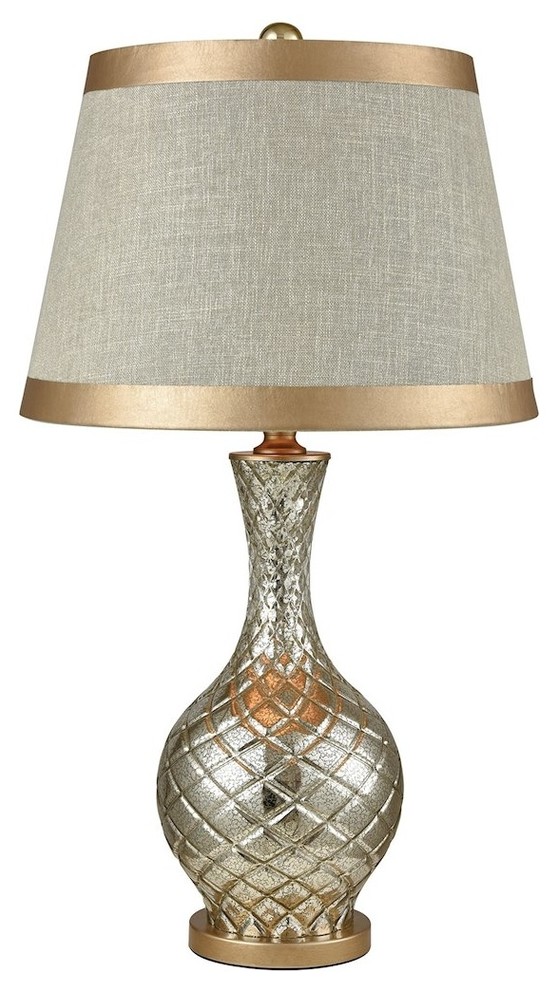Honolulu 1Light Table Lamp Antique Silver Mercury/Gold Ecru Li