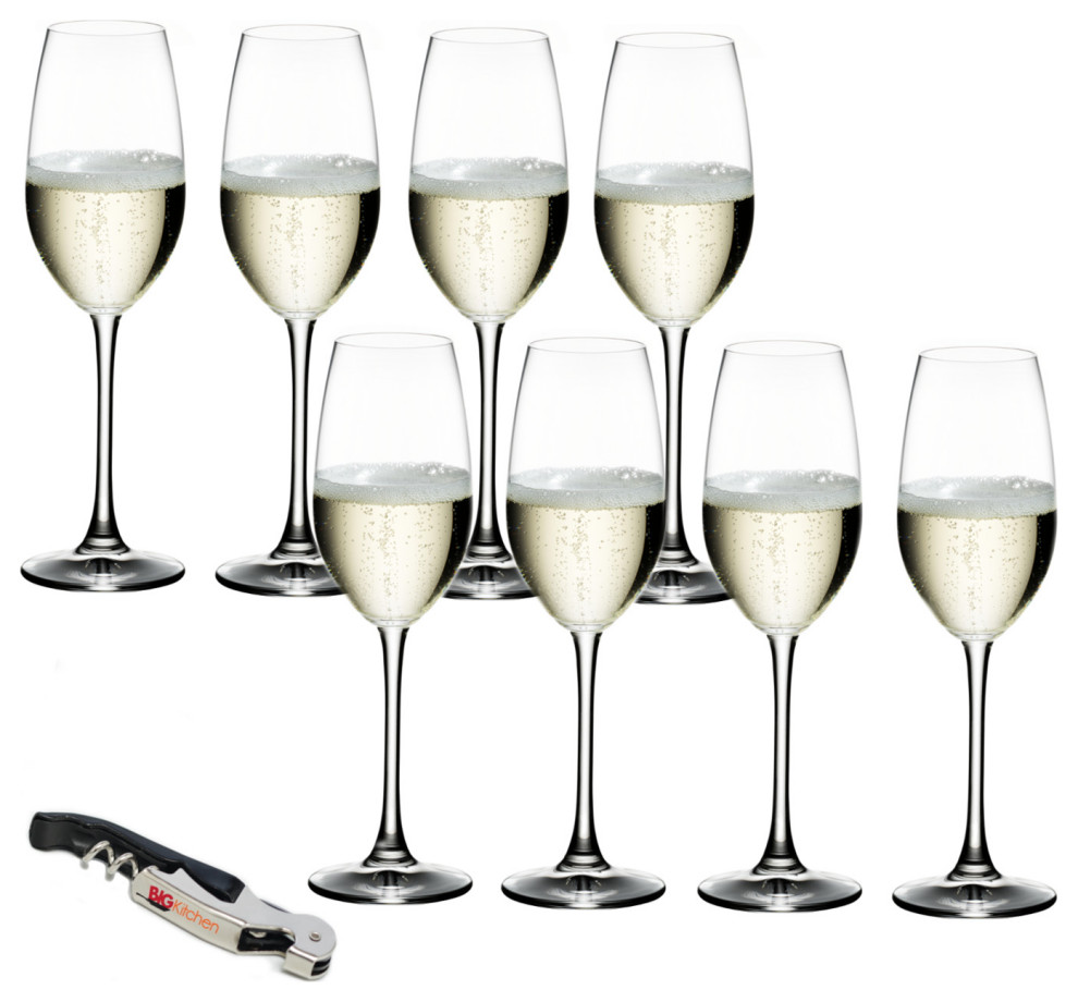 Riedel Ouverture 8 Piece Champagne Glass Set With Bonus Waiters Corkscrew Contemporary Wine 0528