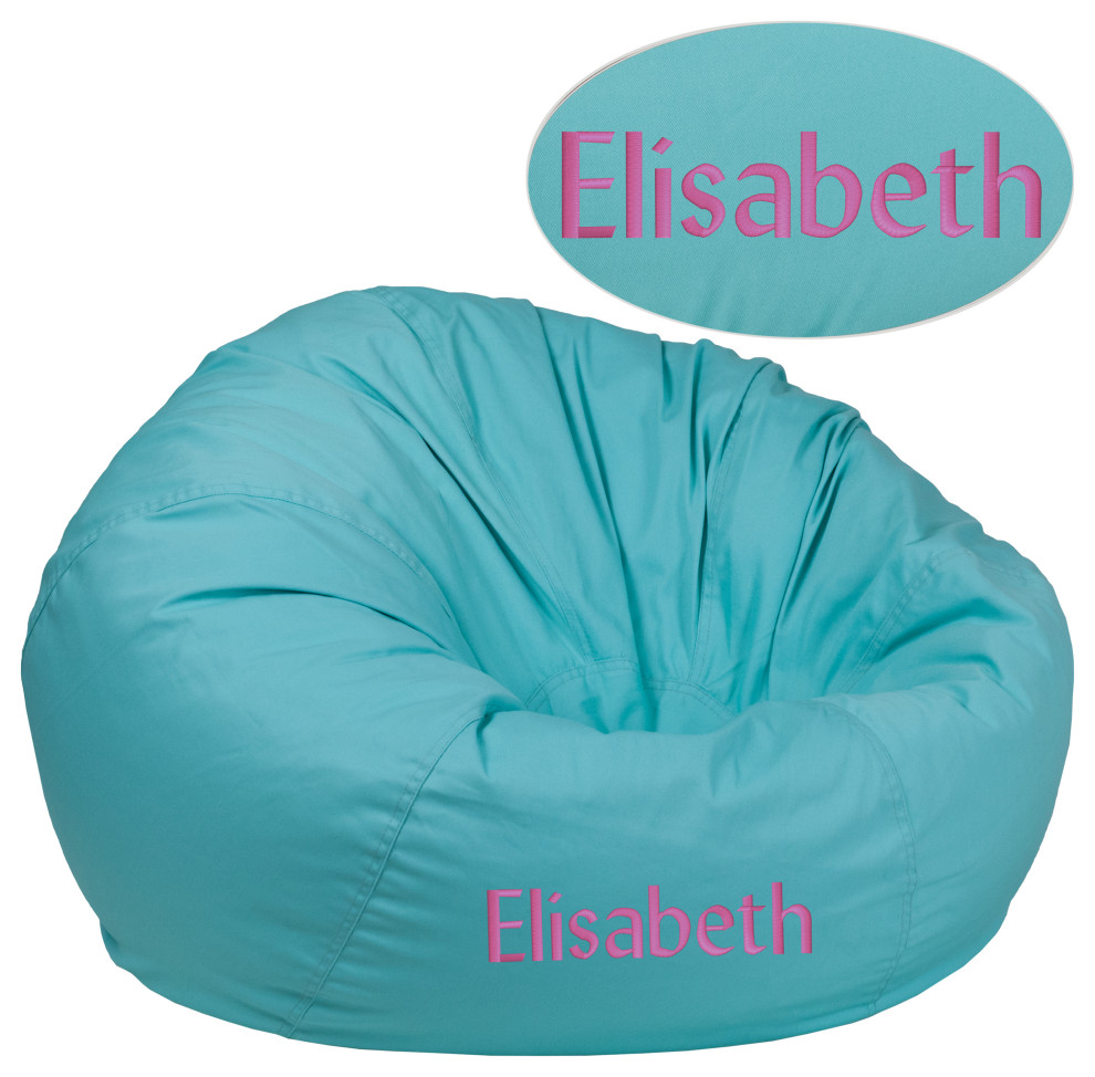 Personalized Oversized Solid Mint Green Bean Bag Chair for Kids and