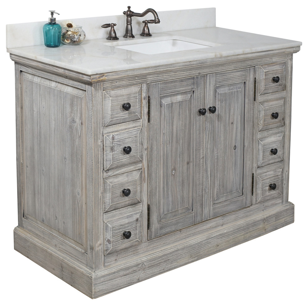 48" Rustic Solid Fir Sink Vanity, Gray, No Faucet