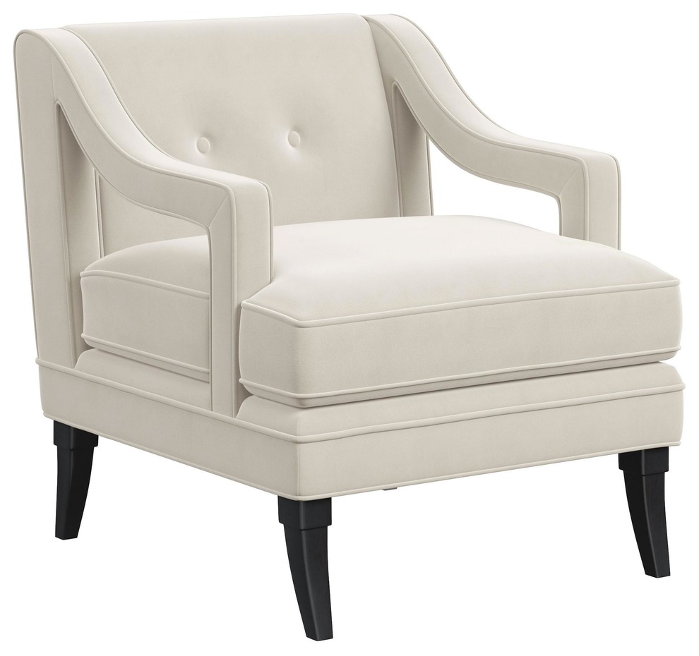Ceres Velvet Accent Chair With Tufted Back, Cream
