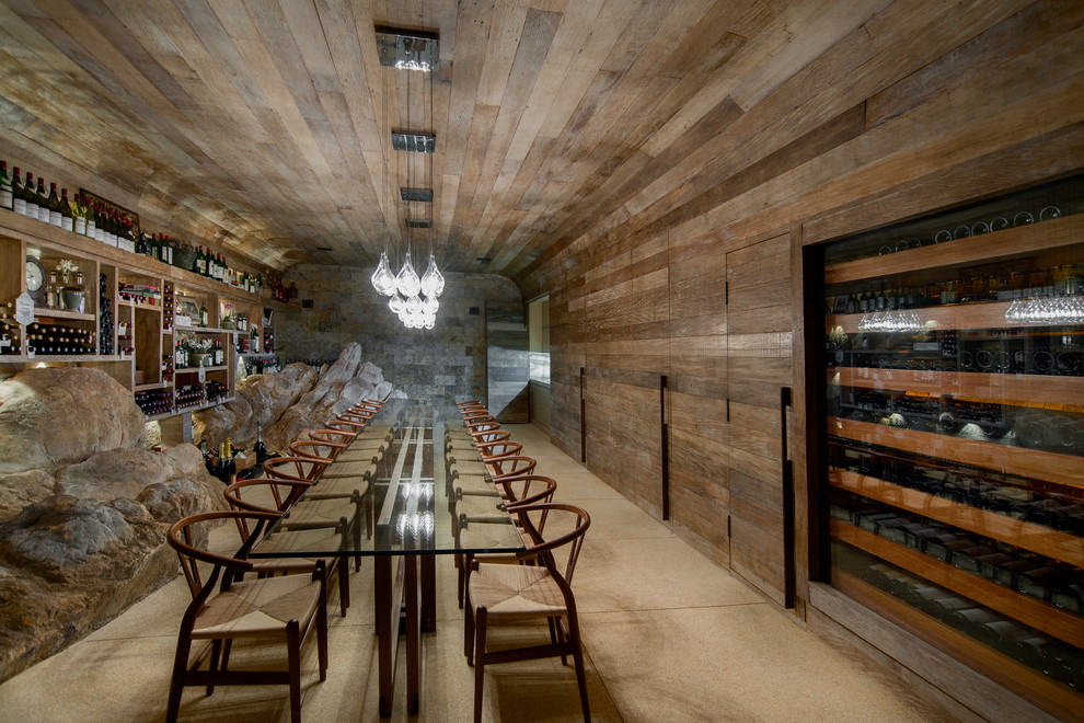 Wine cellar - large rustic wine cellar idea