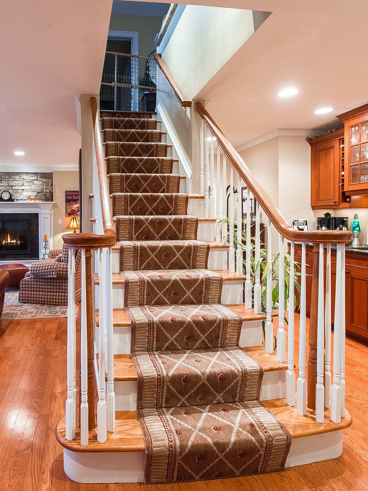 This is an example of a traditional wood staircase in New York.