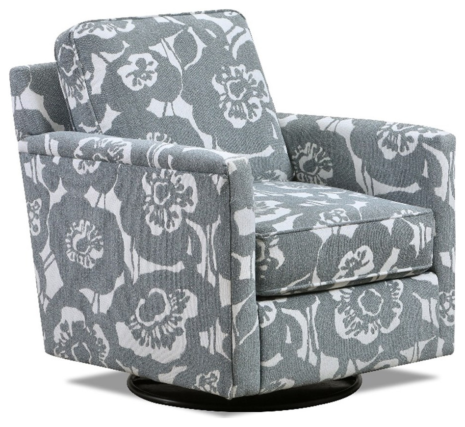 Southern Home Furnishings Stylized Mist Swivel Glider Accent Chair in