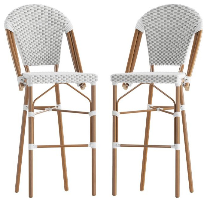 Set of 2 Stackable Indoor/Outdoor French Bistro 30" Bar Stools
