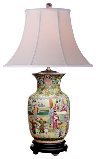 Oriental Chinese Porcelain Rose Canton, Oriental Table Lamps Porcelain