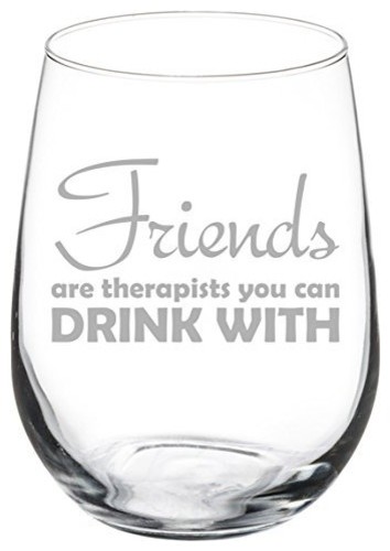 17 Oz Stemless Wine Glass Funny Friends Are Therapists You Can Drink ...