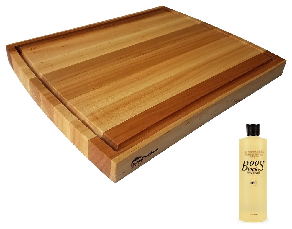 HomeProShop Maple Cutting Board With Juice Groove and 16 Oz. John Boos Oil