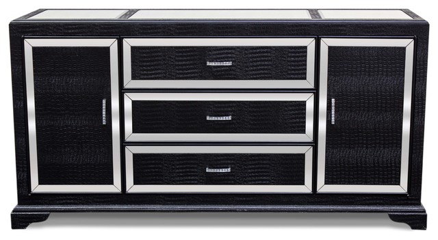 Tuxedo Mirrored Sideboard Collection Contemporary Buffets And Tuxedo Mirrored Sideboard Collection Black