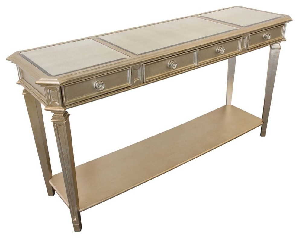 Sofa Table With Glass Top And Shelf Traditional Console Tables By Furniture Import Export Inc - Best Master Furniture Palais Coffee Table With Mirrored Top Sofa Table With Glass Top And Shelf Traditional Console Tables By Furniture Import Export Inc - Best Master Furniture Palais Coffee Table With Mirrored Top