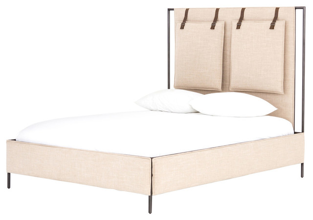 Leigh Upholstered Queen Bed-Palm Ecru